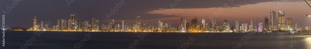 Fototapeta premium Panoramic view of the new town of Cartagena, Columbia