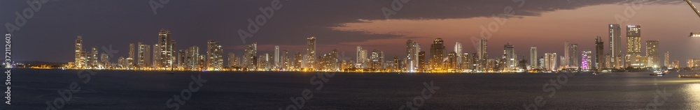 Panoramic view of the new town of Cartagena, Columbia