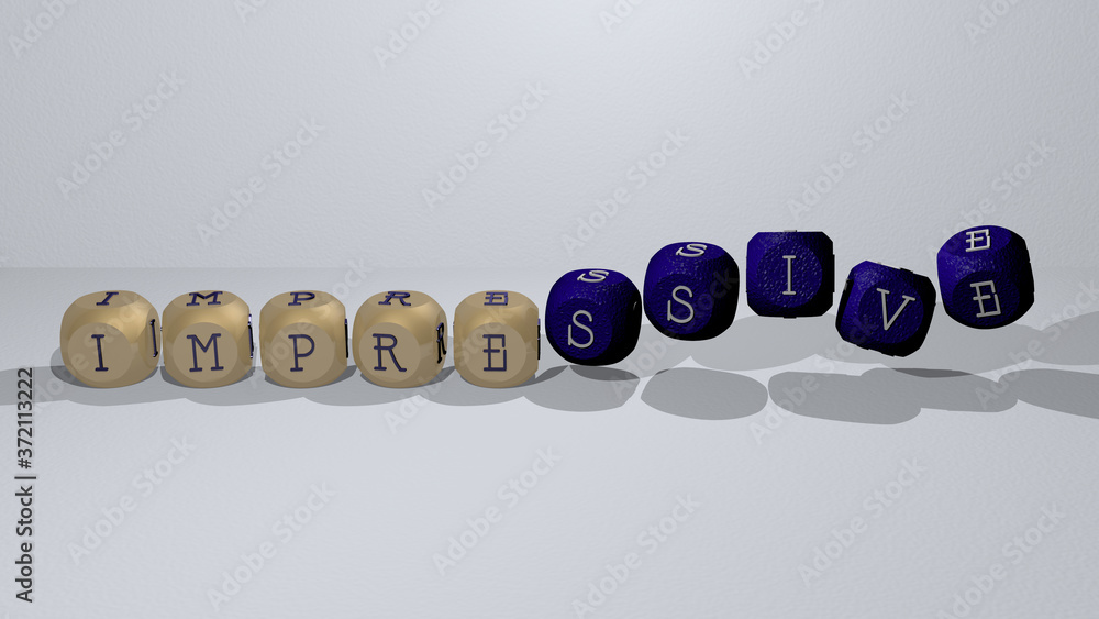 IMPRESSIVE dancing cubic letters, 3D illustration for beautiful and architecture IMPRESSIVE dancing cubic letters, 3D illustration for beautiful and architecture