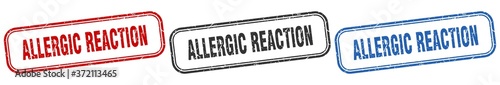 allergic reaction square isolated sign set. allergic reaction stamp