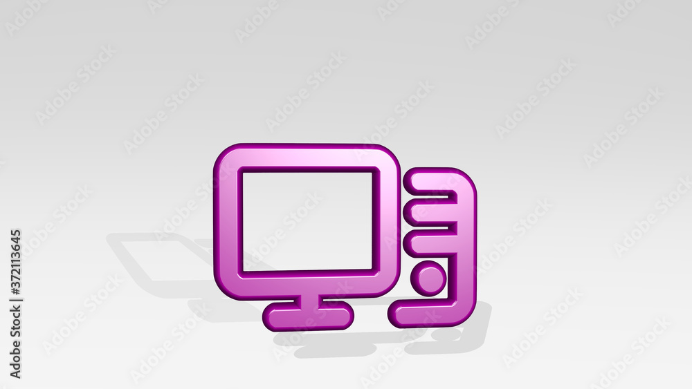desktop computer pc 3D icon casting shadow, 3D illustration for background and business desktop computer pc 3D icon casting shadow, 3D illustration for background and business