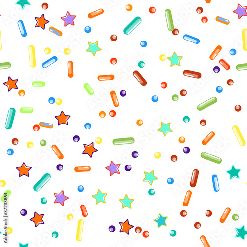 Sprinkles grainy. Seamless Pattern. Cupcake donuts