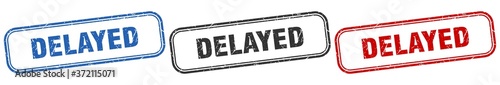 delayed square isolated sign set. delayed stamp