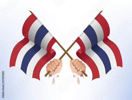 Flying flags crossed from Thailand