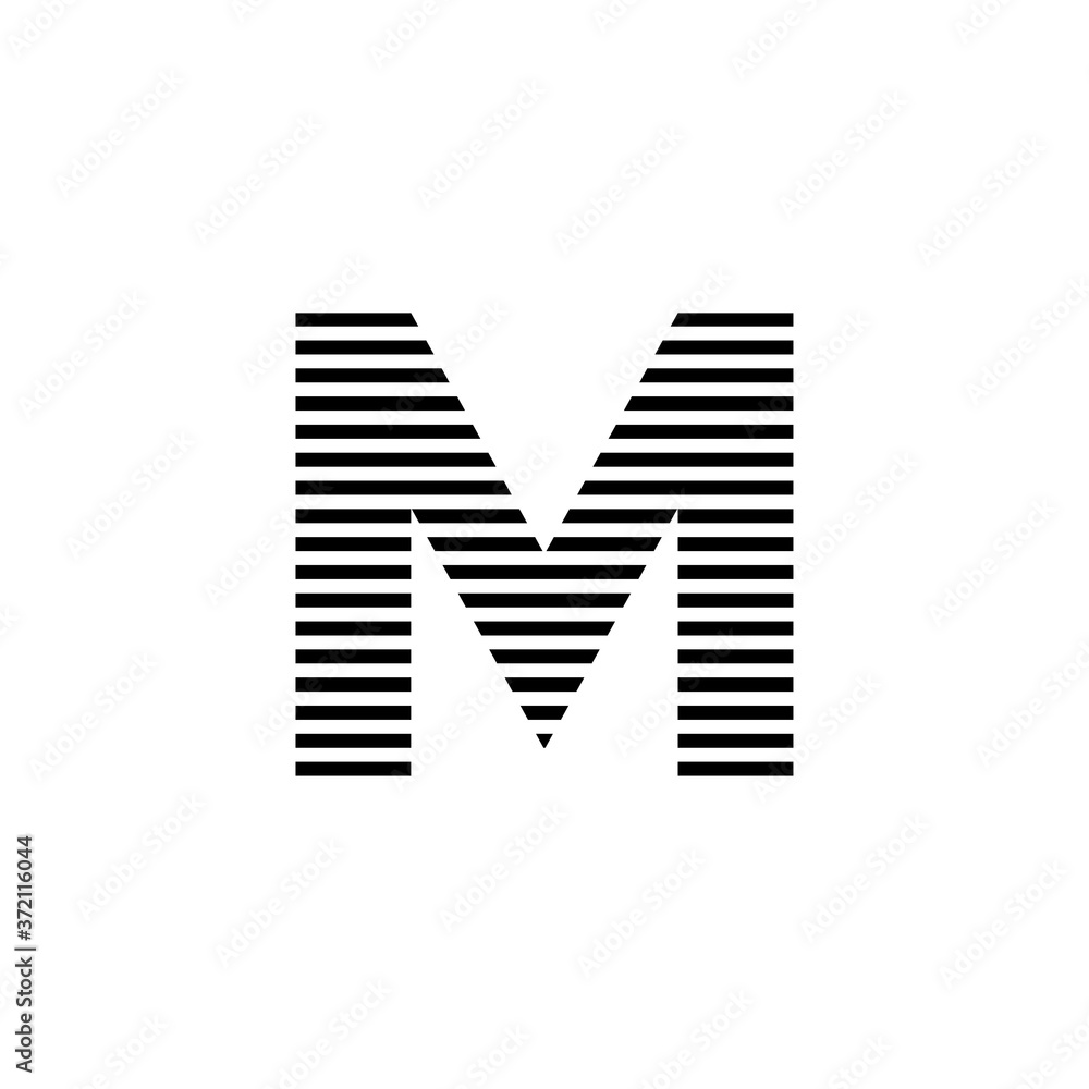 initial letter m abstract horizontal line logo vector