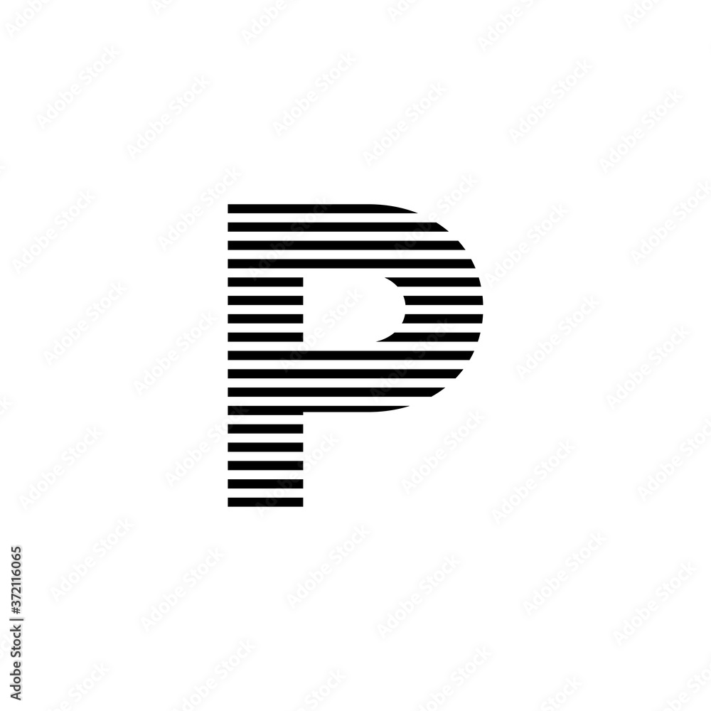 initial letter p abstract horizontal line logo vector initial letter p abstract horizontal line logo vector