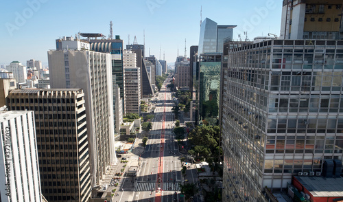 Aerial view of Avenida Paulista (Paulista avenue) in Sao Paulo city, Brazil photo