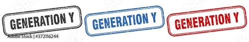 generation y square isolated sign set. generation y stamp