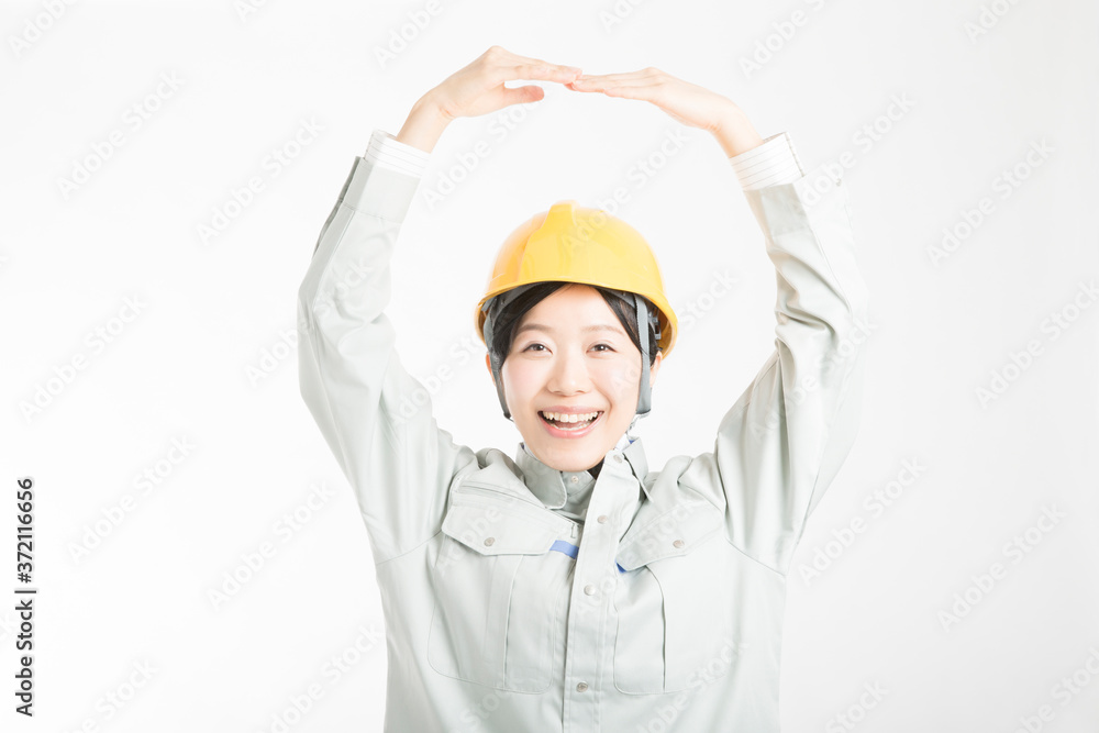 OKサインの女性作業員 OKサインの女性作業員