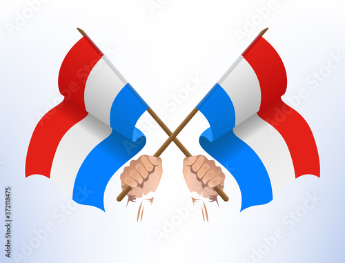 Flying flags crossed from the country of Luxembourg