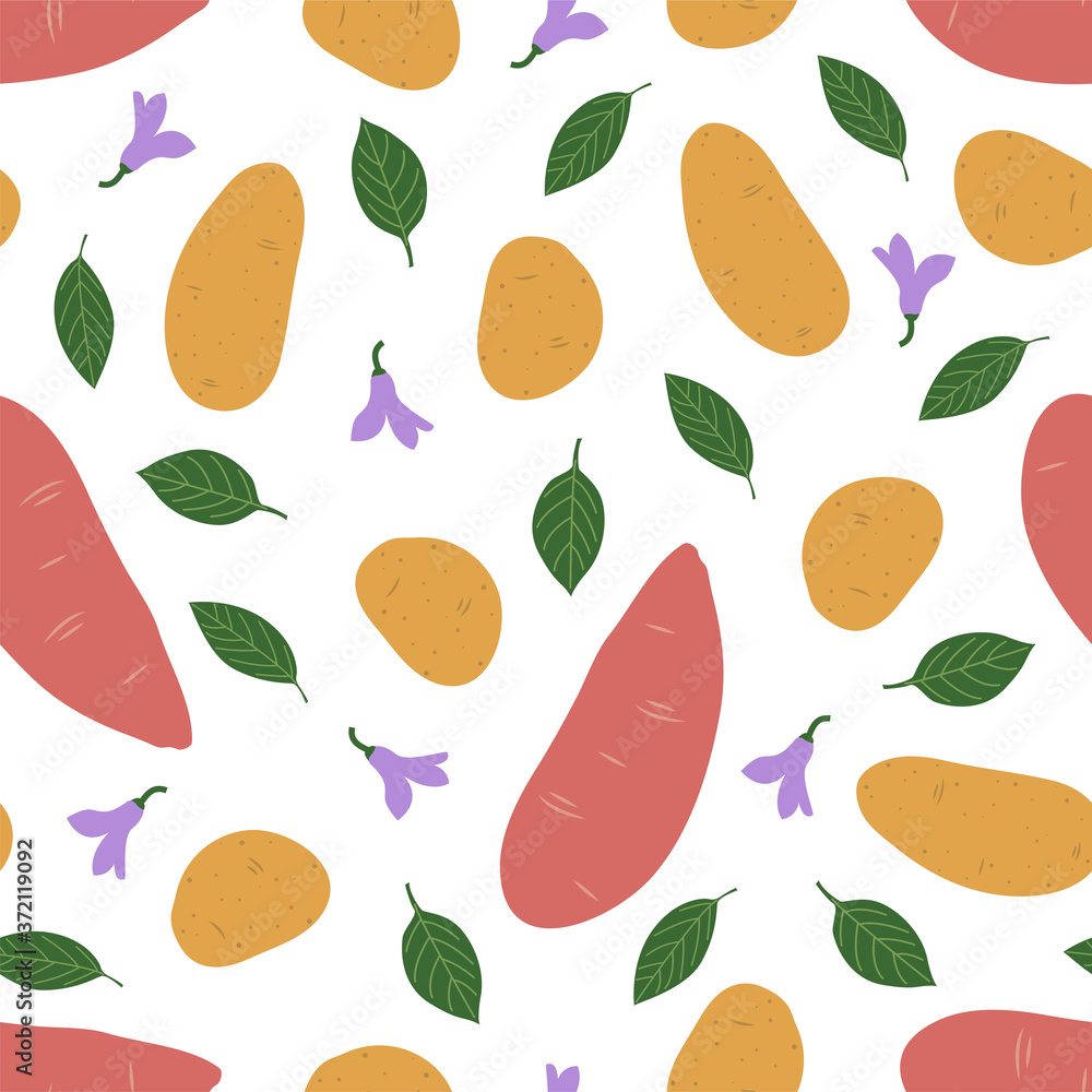 Sweet Potato and Potato. Seamless Vector Patterns Sweet Potato and Potato. Seamless Vector Patterns