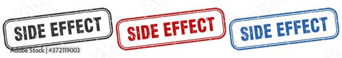 side effect square isolated sign set. side effect stamp