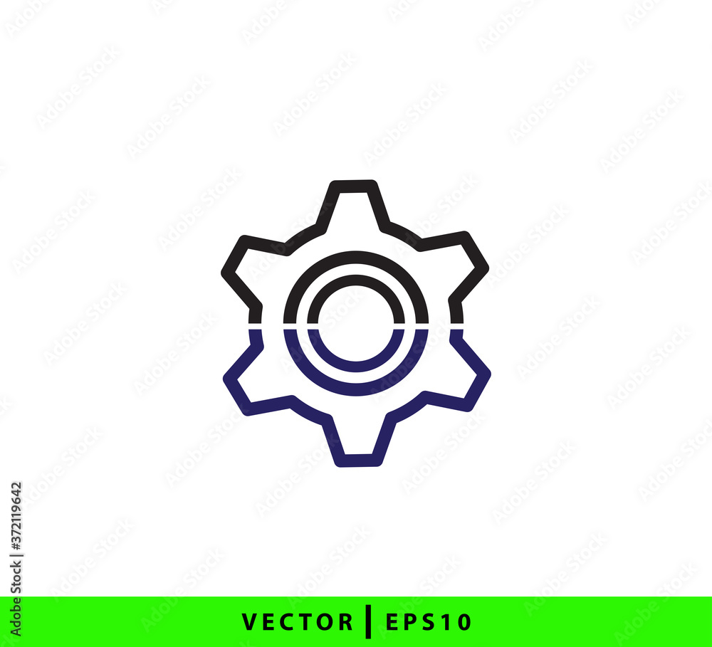 Gear icon flat style illustration trendy Gear icon flat style illustration trendy
