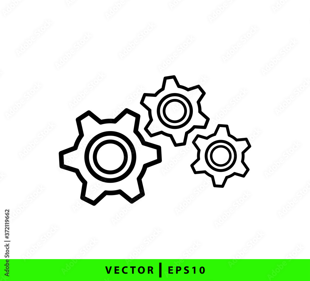 Gear icon flat style illustration trendy Gear icon flat style illustration trendy