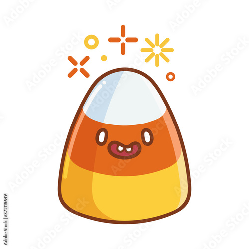 kawaii smiling halloween candy corn candy cartoon