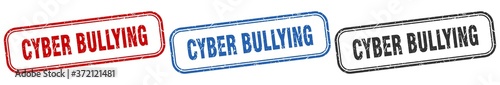 cyber bullying square isolated sign set. cyber bullying stamp
