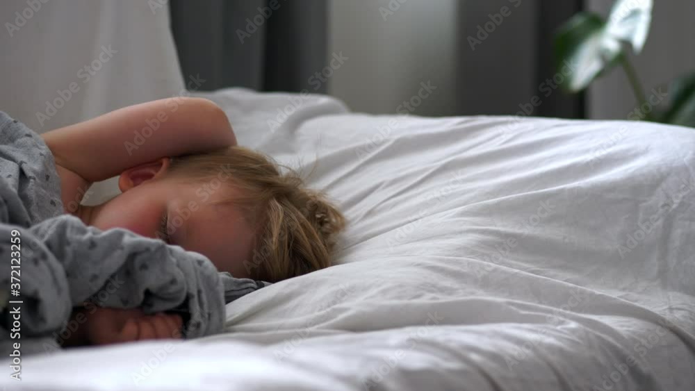 Slow Motion Sick Young Boy Resting Calmly in Bed Dreamy Vibe Slow Motion Sick Young Boy Resting Calmly in Bed Dreamy Vibe
