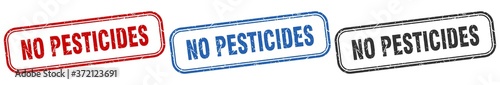 no pesticides square isolated sign set. no pesticides stamp