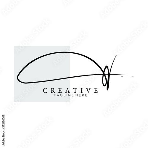 Stylish Monogram Signature Letter A Logo Design with Square Gray Background