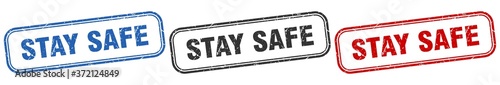 stay safe square isolated sign set. stay safe stamp