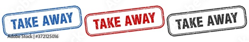 take away square isolated sign set. take away stamp