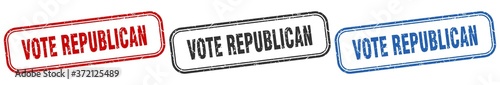 vote republican square isolated sign set. vote republican stamp