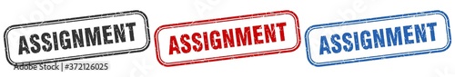 assignment square isolated sign set. assignment stamp