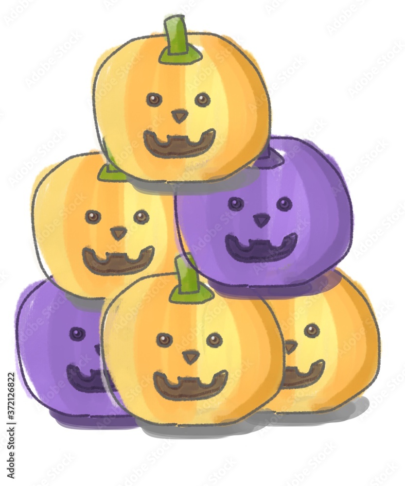 Fototapeta premium 重なるカボチャお化け