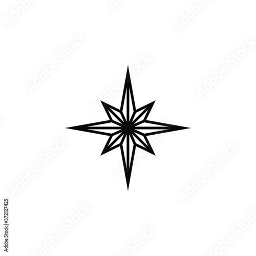Christmas star thin icon isolated on white background, simple line icon for your work.