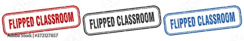 flipped classroom square isolated sign set. flipped classroom stamp