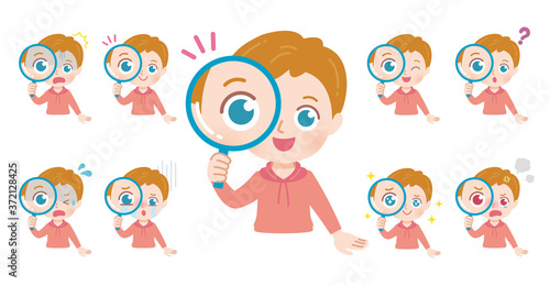 cute type boy_magnifying glass
