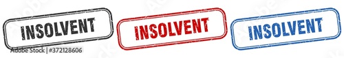 insolvent square isolated sign set. insolvent stamp