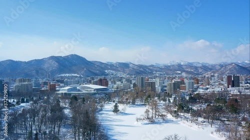 4K Time lapse of Sapporo city in Winter, Japan.
