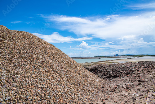 Reclamation stone on the expansion site of Nansha Port in Guangzhou, China photo