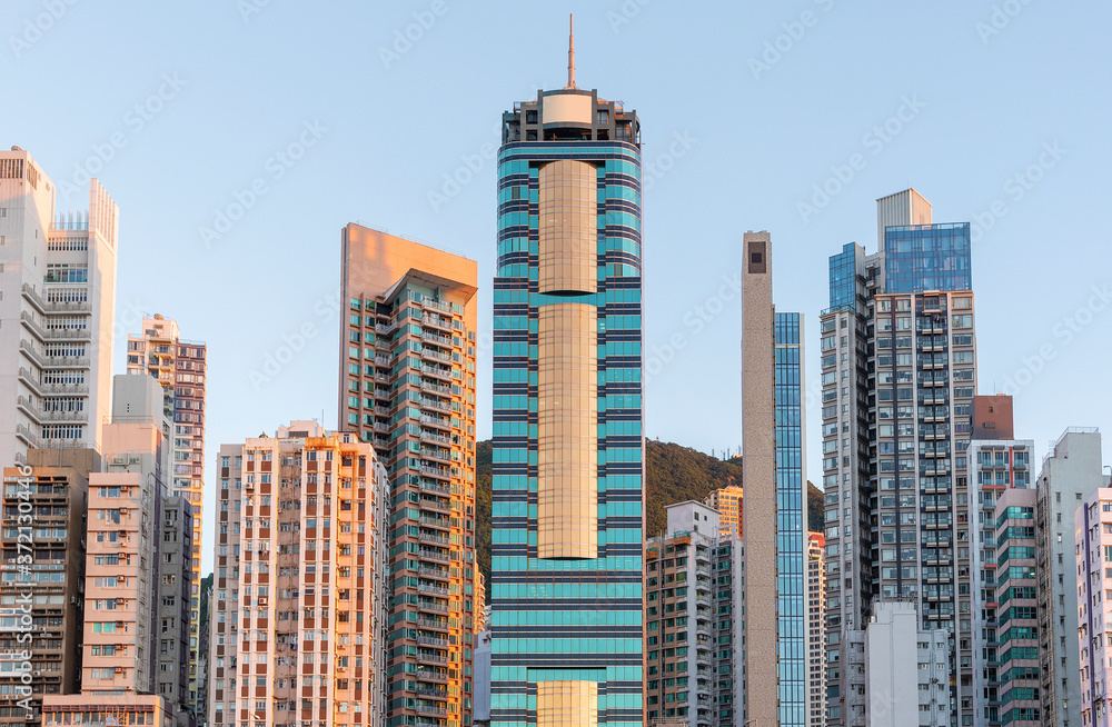 High rise office building in downtown district of Hong Kong city High rise office building in downtown district of Hong Kong city