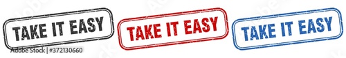 take it easy square isolated sign set. take it easy stamp