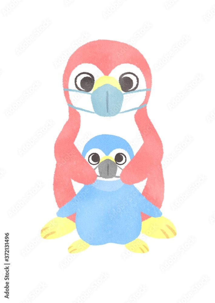 ペンギン 親子 マスク 感染症対策 ペンギン 親子 マスク 感染症対策