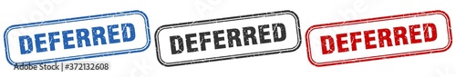 deferred square isolated sign set. deferred stamp