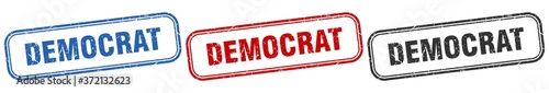 democrat square isolated sign set. democrat stamp