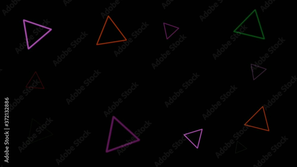 Abstract seamless pattern neon sign animation of triangle on black background.Shining and illuminated neon light geometric shape Abstract seamless pattern neon sign animation of triangle on black background.Shining and illuminated neon light geometric shape