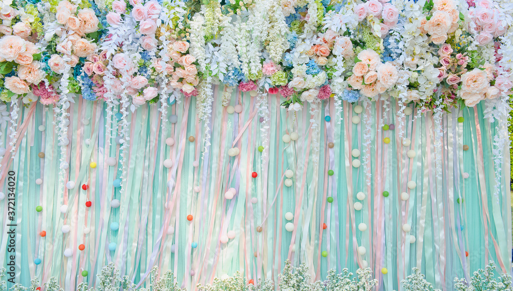 Wedding backdrop background, flower decoration Stock Photo | Adobe Stock
