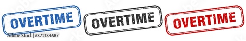 overtime square isolated sign set. overtime stamp
