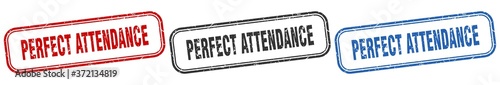 perfect attendance square isolated sign set. perfect attendance stamp