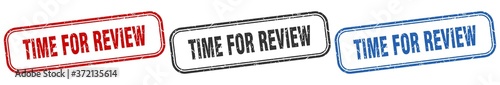 time for review square isolated sign set. time for review stamp