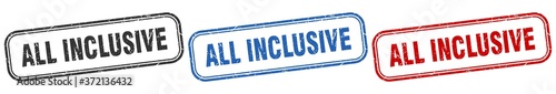 all inclusive square isolated sign set. all inclusive stamp