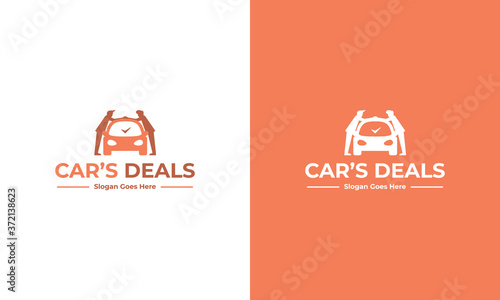 illustration vector graphic logo designs. pictogram logo buying and selling car, car's deal