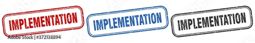 implementation square isolated sign set. implementation stamp