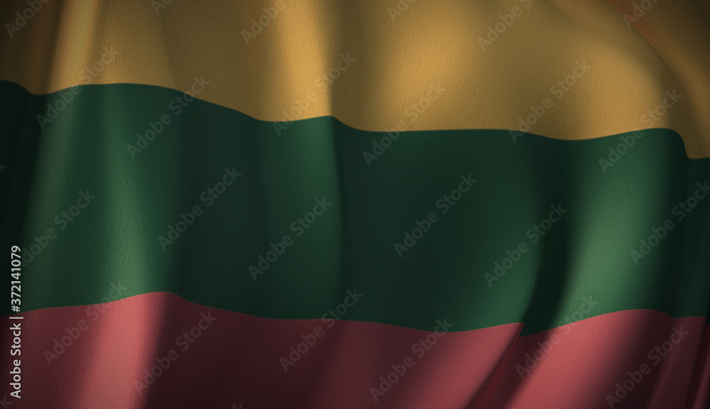 Obraz premium Flag of Lithuania. 3D rendering of flag background of European countries. National Flag Series Illustration.