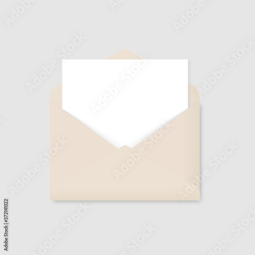 Realistic blank white letter paper envelope front view. Vector