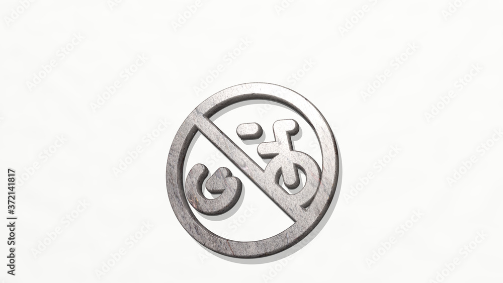 ALLOWANCES NO BICYCLES 3D icon on the wall, 3D illustration for bike and city ALLOWANCES NO BICYCLES 3D icon on the wall, 3D illustration for bike and city